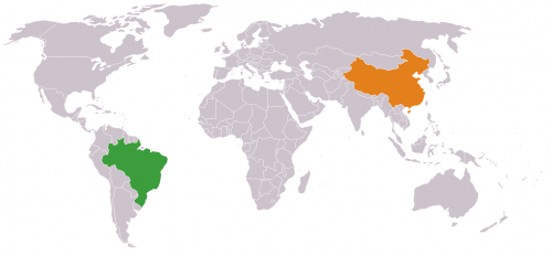 mapa Brasil y China brazil china mapa