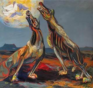 Artista español Miguel Prieto los lobos del capitalismo
