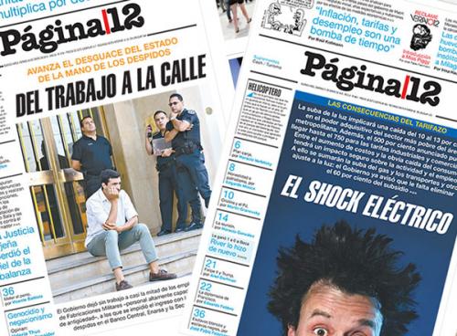 Ilustración: portadas Página 12 tarifazo