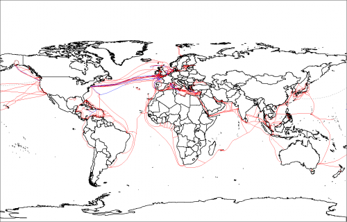 Imagen: Wikimedia world map of submarine cables   wikimedia